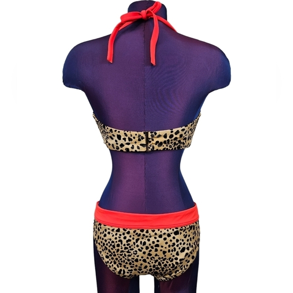 Victoria's‎ Secret 2 Piece Bikini Cheetah Print Orange Colorblock Size 38D A109 - Picture 5 of 11
